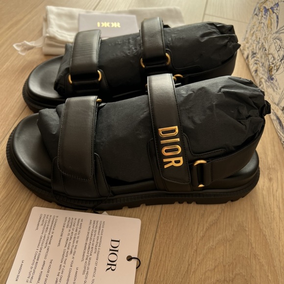Dior Shoes Women's 9 Black Sandals with Gold Accents - Picture 2 of 11